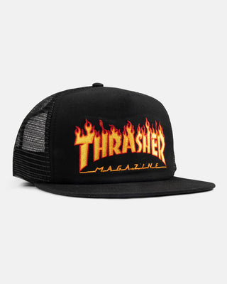 Thrasher Embroidered Flame Logo Mesh Hat (Black)