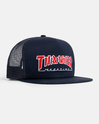 Thrasher Embroidered Outlined Mesh Hat (Navy)