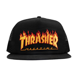 Thrasher Embroidered Flame Logo Mesh Hat (Black)