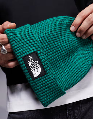 The North Face Logo Box Cuffed Beanie (medium green)