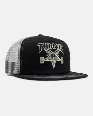 Thrasher Embroidered Skate Goat Trucker Hat (Black/Grey)