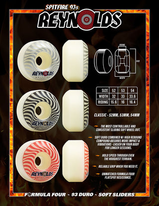 Spitfire Reynolds Formula Four 93D Soft Sliders Classic Wheels (52mm)