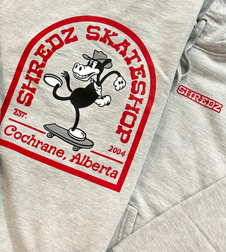 Shredz Shop Skateboards rubber horse cartoon logo sweatshirt