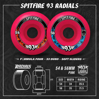 Spitfire Formula Four Radial 93D Wheels (54mm) Pink