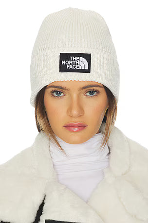 The North Face Logo Box Cuffed Beanie (white dune)