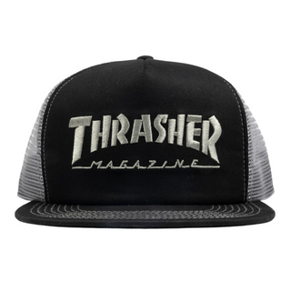 Thrasher Embroidered Logo Trucker Hat (Black/Grey)