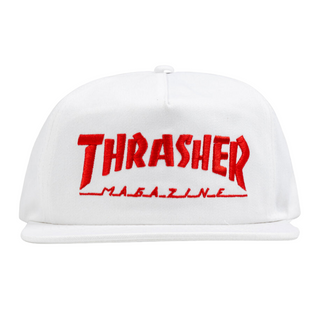 Thrasher Mag Logo Snapback Hat (White/Red)