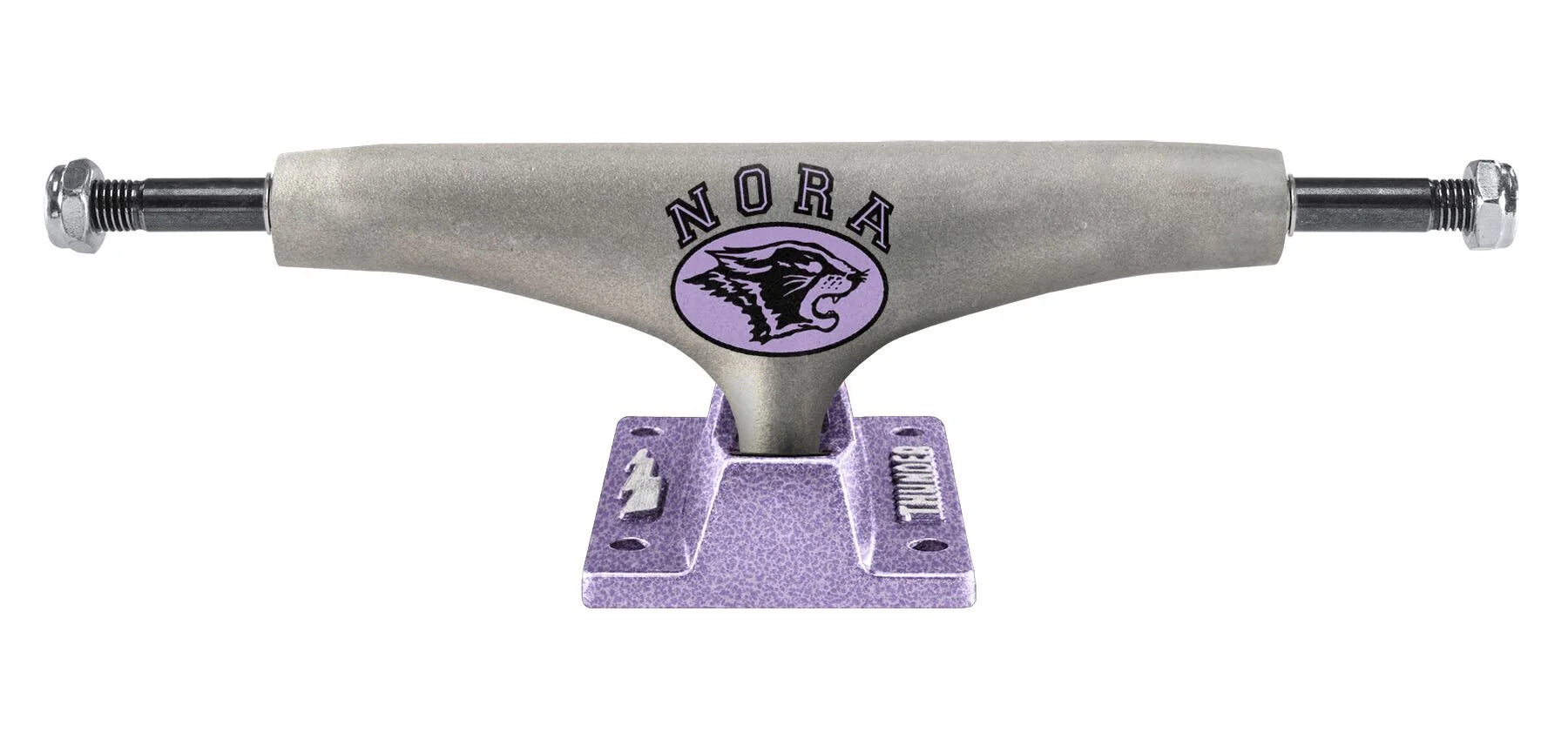 Thunder Nora Pro Skateboard Trucks 149 (8.5") – Raw Hanger With Lavender/Silver Baseplate For Extra Wheel Clearance