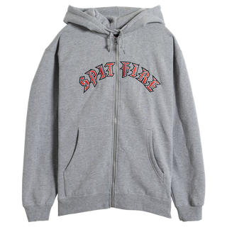 Spitfire Old E Zip Hoodie (Heather Grey/Red/White)