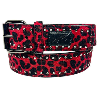 Loosey Cheetah Rivet Belt (Burgundy)