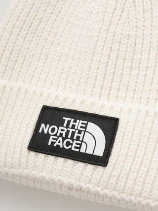 The North Face Logo Box Cuffed Beanie (white dune)