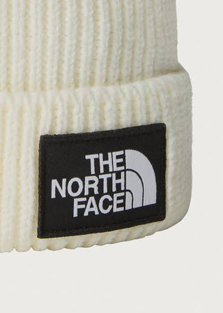 The North Face Logo Box Cuffed Beanie (white dune)