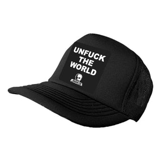 Skull Skates Unfuck The World classic mesh trucker cap, black