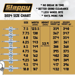 Slappy ST1 Hollow Low Profile Trucks (Silver/Black)