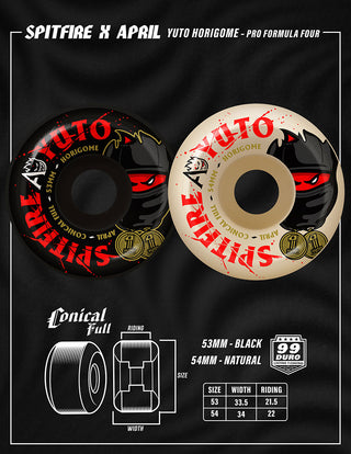 Spitfire x April Yuto Pro F4 Conical Full 99D Wheels (54mm)
